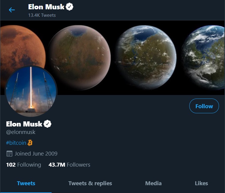 Elon Musk thay đổi tiểu sử Twitter thành “Bitcoin”